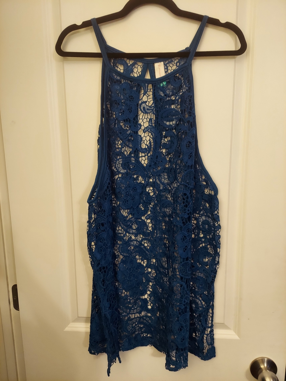 Blue Crochet Lace Tank Top - XL